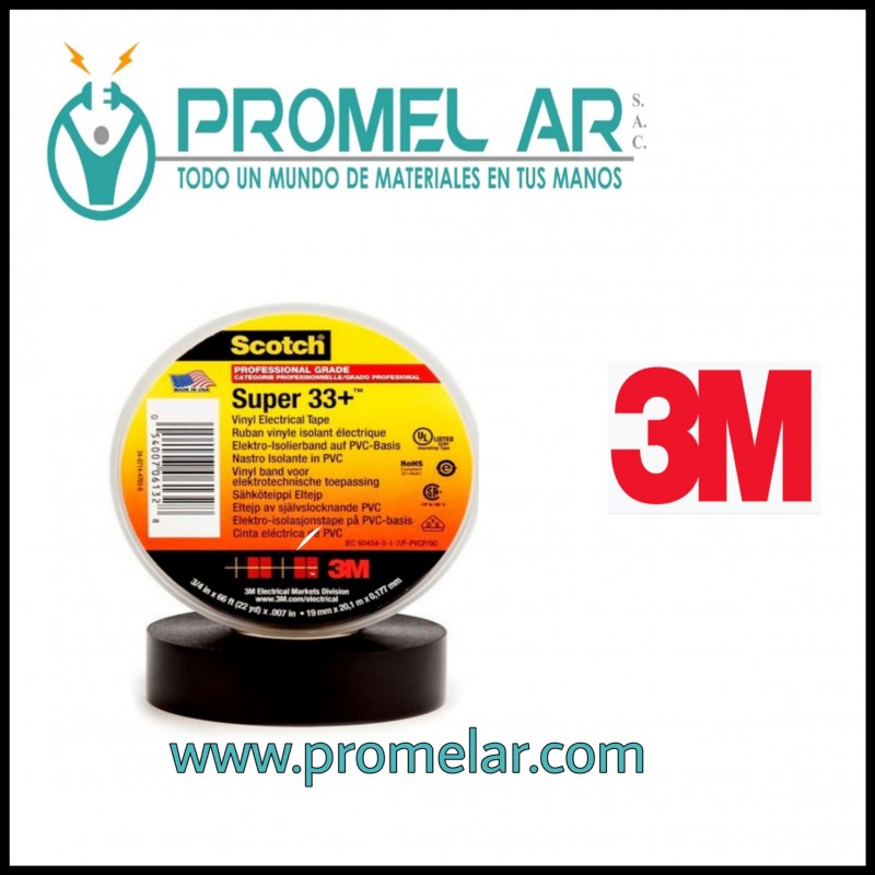 PROMELSA: Cinta aislante vinílica Scotch 33+ 1 1/2x33mts negro